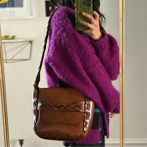 Handcrafted Chunky Leather Bag - Rich Brown